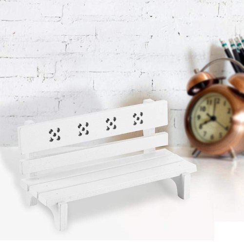 Zerodis 1/12 Scale Dollhouse Wooden Park Bench Simulation Miniature Furniture Chair Park Seat Mini Dollhouses Landscape Art DIY Craft Ornament Fairy Garden Decor Doll Toys Accessories (White)
