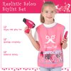 Girls Beauty Salon Set Pretend Play Hair Stylist Toy Kit with Barber Apron, Hair Dryer, Curling Iron, Mirror, Scissors and Styling Accessories