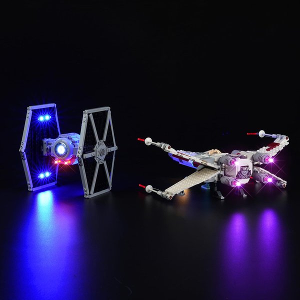 Rorliny LED Lighting Kit for Lego Star Wars TIE Fighter & X-Wing Mash-up, Creative Light for Lego 75393 Set (Lights Only, No Lego Models)