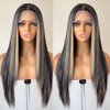 FABÉLLE Honey Blonde Highlight Lace Front Wigs 13x4x1 HD Lace Long Straight Glueless Wigs Pre Plucked Highlight Wigs Yaki Straight Synthetic Lace Front Wig 26 Inch