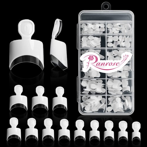 Ranrose French Nail Tips 120PCS Short Square Half Cover Nail Tips Press On Nails 12 Sizes French Fake Nails Acrylic White Nail Tips with Box