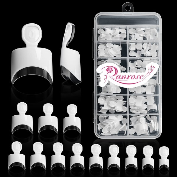 Ranrose French Nail Tips 120PCS Short Square Half Cover Nail Tips Press On Nails 12 Sizes French Fake Nails Acrylic White Nail Tips with Box