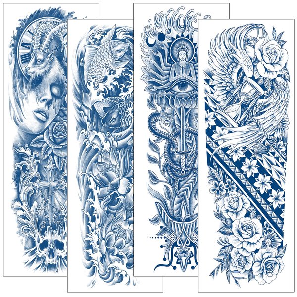 Aresvns Semi Permanent Tattoos for Adult, Realistic Temporary Tattoo Sleeve, Full Arm Temporary Tattoos Waterproof & Long-Lasting 2-3 Weeks Christmas Gift