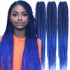 Mayloss 6 Packs/Lot (14/18/24/30) inch 1cm 20 Strands/Pack Thin 3X Box Braid Crochet Hair Extensionin Diameter 3X Synthetic Braid Hair Extensions Crochet Braids Hair Color(24Inch T1B/blue)