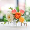 Fangsen Delicate White Orange Pink Ivory Rose Bud Leaf Rose Flower Hair Clips Floral Hair Accessories for Brides and Bridesmaids Silver (White+Orange+Pink)