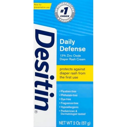 Desitin Daily Defense Baby Diaper Rash Cream with 13% Zinc Oxide Barrier Cream to Treat, Relieve & Prevent diaper rash, Hypoallergenic, Dye-, Phthalate- & Paraben-Free, Travel Size, 2 oz
