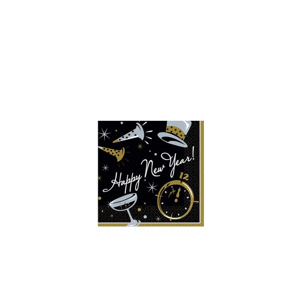 Black Beverage "Happy New Year" Napkin Value Pack, 100 Ct. | Party Tableware