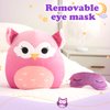 BSTAOFY Cute Owl Soft Plush Pillow with Removable Eye Mask Squishy Owl Stuffed Animal Cushion Hugging Stretchy Nap Pillow Christmas Holiday Valentines Birthday Gifts for Toddlers Kids, 12’’