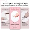 Beetles Tipex Instant Apex Nail Tips,180Pcs Pre-Building & Pre-Etched Gel Nail Tips Short Coffin Thicker Acrylic Nails Strong Full Cover False Nail Extension Building Gel Press-on Nails for Flat Nails