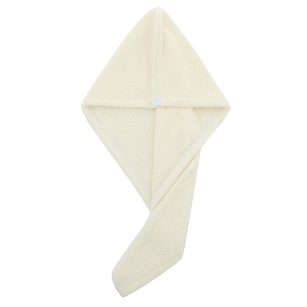 Pugnum Microfiber Hair Towel,Super Absorbent Hair Turbans for Wet Hair Anti Frizz Head Towels Wrap Drying Towels with Button for Long,Curly and Thick Hair (Milky White)