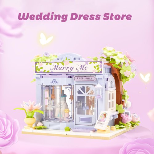 Vinbosion City Shop Building Blocks Set,Collection Model Set for Adults and Children,Creative Building Bricks Construction Toy Gifts (Bridal Shop)