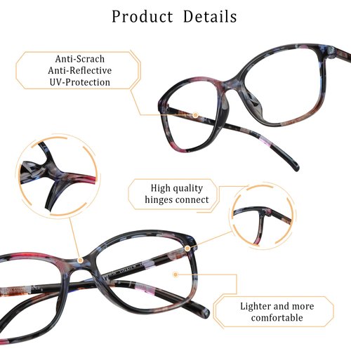 LifeArt Blue Light Blocking Glasses, Anti Eyestrain, Computer Reading Glasses, Gaming Glasses, TV Glasses for Women, Anti Glare (Floral, 2.50 Magnification)