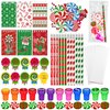 Cinrobiye 194 PCS Christmas Candy School Stationery Set Xmas Classrooms Exchange Stationery Party Favors Class Reward Prizes Notebooks Pencils Sharpener Erasers Stickers Stamps(Candy)