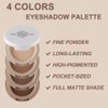 Erinde 4 Colors Eyeshadow Palette, Matte Shimmer Quartet, High Pigmented, Long Lasting, Ultra-Blendable, Rich Colors with Velvety Texture Eye Makeup Palette with Mirror, Great for Travel M02#