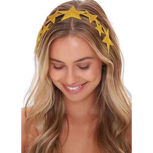 EARENT Sparkly Star Headbands Five-pointed Stars Hair Band Festival Star Headwear Cute Holiday Party Costume Headpiece for Women Girls (B-Gold)