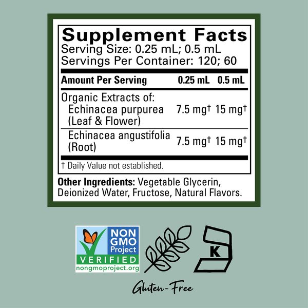 CHILDLIFE ESSENTIALS Liquid Echinacea for Kids - Immune Booster for Kids, All-Natural, Gluten-Free, Allergen-Free, Kids Echinacea Drops - Natural Orange Flavor, 1-Ounce Bottle (Pack of 2)