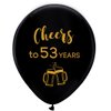 Black cheers to 53 years latex balloons, 12inch (16pcs) 53th birthday decorations party supplies for man and woman