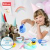 Kidzlane Play Tea Set for Little Girls - Kids Tea Party Set with Water Activated Color Changing Tea Cups and Cookies - 34 Piece Tea Party Set for Little Girls - Toy Tea Set - Dishwasher Safe Plastic
