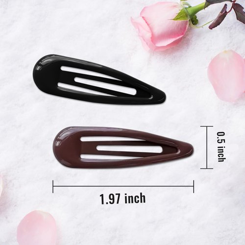 Cptots Metal Snap Hair Clips Water Drop No Slip Hair Barrettes for Women Small Hair Clips For Thick And Thin Fine Hair,Black Brown Beige,1.97 x 0.5 Inches,20 PCS