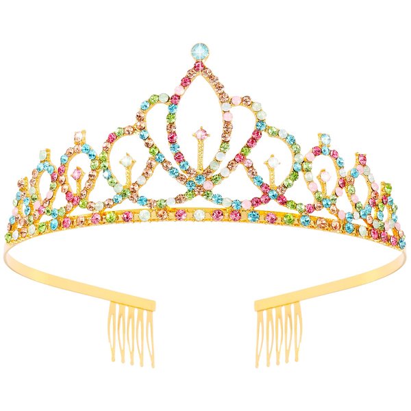 Tihebax Tiaras for Girls Princess Crowns for Girls Silver Princess Tiara Birthday Tiara Birthday Girl Crown, Coronas Para Niñas, Crystal Prom Tiara Pageant Crown for Holloween Costume, Prom, Party