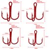 50pcs/Box Red Treble Hooks, High Carbon Steel Fishing Hooks Kit, Sharp & Round Bend Fishing Treble Hooks for Catfish Lures Baits Bass Size #2#4#6#8#10 Fishing Accessories and Equipment