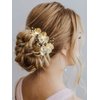 Catery Flower Bride Wedding Hair Vine Gold Floral Headband Pearl Bridal Headpiece Head Piece Hair Band Hair Accessories for Women and Girls