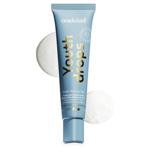 Onekind Youthdrops Night AHA BHA Gentle Resurfacing, Pore Refining, and Fine Lines 20% Exfoliating Serum Peel with Vitamin C, Glycolic Acid, Salicylic Acid, Malic Acid and Hyaluronic Acid