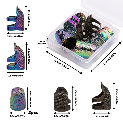 Sewing Thimble, Thimbles for Hand Sewing, Metal Thimbles for Hand Sewing, Sewing Thimble Rings and Leather Coin Thimble for Needlework, Hand Embroidery Craft