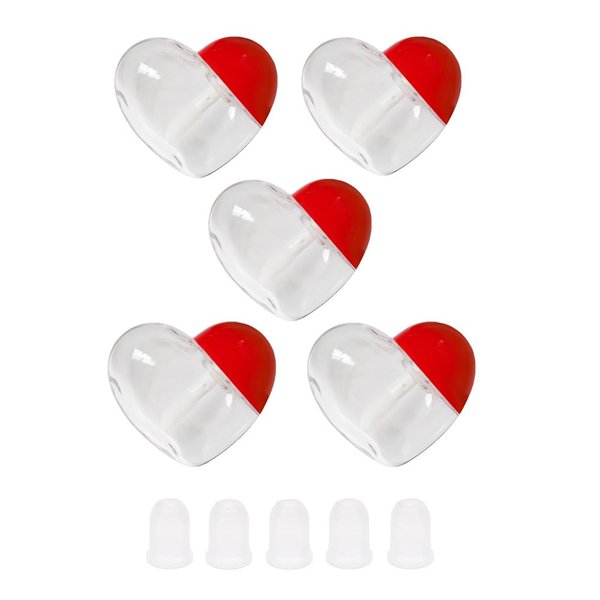 AKOAK 5 Pcs 5ml Empty Bottle of Heart-shaped Lip Gloss, Reusable, Creative and Lovely Handmade DIY Lipstick Box, Suitable for Girls to Use DIY Makeup