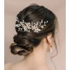 SWEETV Gold Wedding Hair Comb for Bride Handmade Bridal Hair Clip Wedding Hair Accessories for Brides Bridesmaid