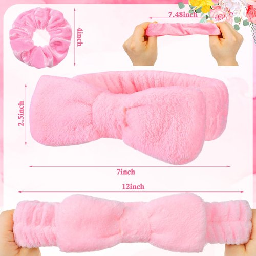 Wavwavw 24 Pcs Bachelorette Party Favors Include 12 Bride Bridesmaid Spa Headband 12 Bridesmaid Bride Scrunchie White Pink Velvet Scrunchies for Women Bachelorette Party Gifts Bridal Shower Wedding