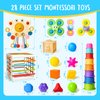 Montessori Toys for Babies 0-3-6-12 Months, 6 in 1 Baby Toys 4 5 6 7 8 9 Month Old, Baby Blocks Stacking Toys, Infant Baby Sensory Development Learning Toys Gifts for 1 2 3 Year Old Boys Girls
