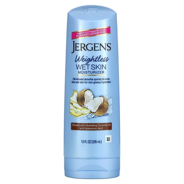 JERGENS Wet Skin Body Moisturizer with Refreshing Oil, Coconut, 10 Oz, Pack of 2