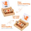 Montessori Toys for Toddlers 2 3 4 Years Old Wooden Reading Blocks Flash Cards Short Vowel Turning Rotating Matching Letters Toy for Kids Educational Alphabet Learning Toys for Preschool Boys Girls