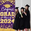 2024 Graduation Party Decorations - Purple Gold Congrats Grad Class of 2024 Banner 2024 Graduation Party Supplies Front Door Cover Porch Sign Backdrop Wall Decor