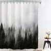 ORTIGIA Misty Forest Shower Curtains,Nature and Woodland Shower Curtain,Fantasy Fog Magic Winter Tree Bath Curtain for Bathroom,Waterproof Polyester Fabric 72" Wx72 L-with Hooks