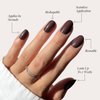 Glamnetic Press On Nails - Bark Brown | Opaque Dark Brown Short Round False Nails, Reusable Stick On Fake Nails with Glue | Salon Quality | 15 Sizes - 30 Nail Kit