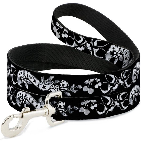 Buckle-Down Pet Leash - Lucky Black/White - 4 Feet Long - 1/2" Wide
