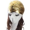 Unisex Turban Hat, Vintage Polyester Pleated Head Wrap Headband Cross Twist Arab Hair Wrap Chemo Turban Headwear Gold