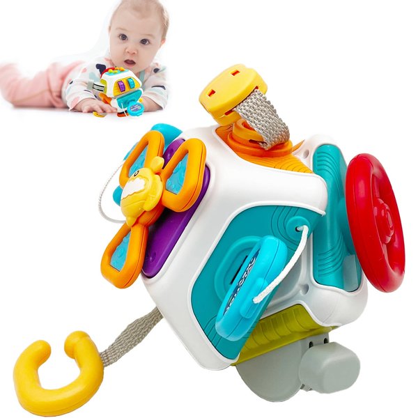 BIBEBRE Montessori Sensory Toys for Toddlers 2-3, Busy Cube for Toddlers Travel Toys Montessori Sensory Toys Baby Toys 18 Months Baby First Birthday Gift for Boys Girls