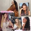 HOOJIH Ponytail Extension, Drawstring Ponytail Hair Extensions 26 Inch Long Curly Wavy Ponytail Natural Wavy Synthetic Hairpiece for Women Daily Use - Black Brown with highlights