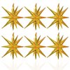 6 Pcs Gold Star Foil Balloons One-Piece 14-Pointed Star Balloons 4D Starburst Cone Mylar Balloons 22inch Christmas Birthday Wedding Wedding Anniversary Party Supplies(Gold)