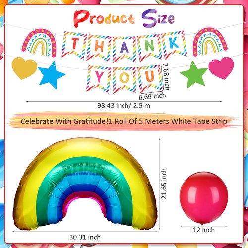 JellyArch Thank You Banner Thank You Sign Employee Appreciation Decorations Kit Thank You Teachers Banner Balloon Hanging Swirls Staff Appreciation Banner Employee Appreciation Party Supplies Decorate