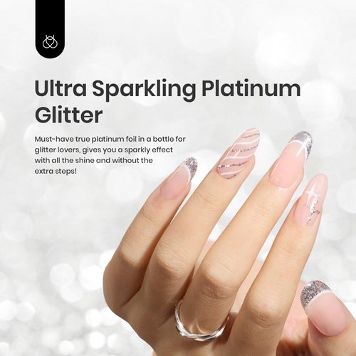 beetles Reflective Glitter Gel Liner Nail Art, 1pcs 7ml Silver Glitter Liner Gel Polish for Gel Art Paint Sparkly Shiny Liner Nail Design Polish for Nail Art Design Color Gel Nail Gel Nail Art Brush