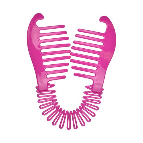Flexible Interlocking Banana Clip Clincher Interlocking Two Sides Hair Comb - Hot Pink