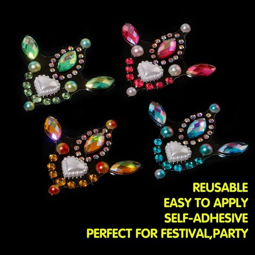 Face Paint Jewels Rhinestone Stickers Self Adhesive Crystal Makeup Face Paint Bling Face Gems Stick for Festival Accessory Decorations (#5)