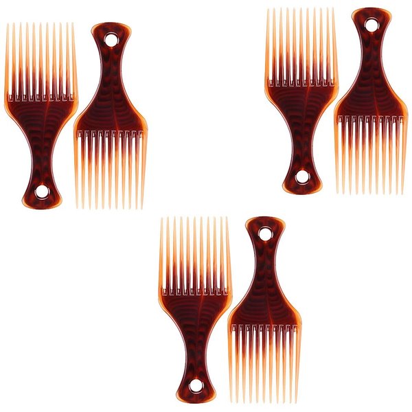 6Pcs Brown Afro Curly Hair Pick Mini Comb Salon Professional Barber Supplies and Hair Comb