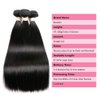 Beauhair Straight 3 Bundles with Closure Virgin Hair Free Part (14 16 18 with 14inch), 100% Unprocessed Remy Brazilian Human Hair Extensions, Hair Weft Weave With Lace Closure, Natural Color