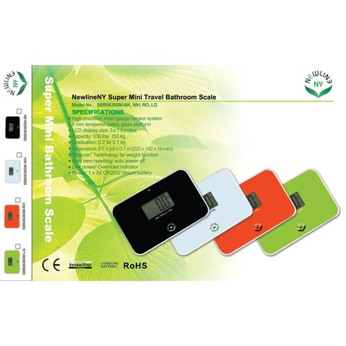NewlineNY Auto Step On Super Mini Travel Bathroom Scale, 5.25" x 8.5" SBB0638SM (Green)