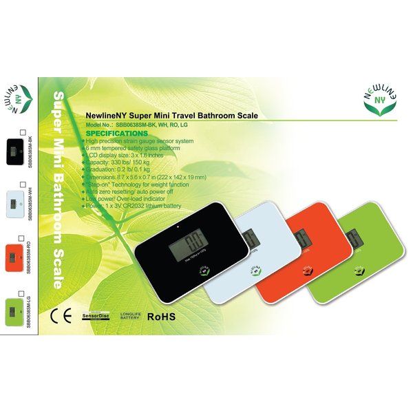 NewlineNY Auto Step On Super Mini Travel Bathroom Scale, 5.25" x 8.5" SBB0638SM (Green)